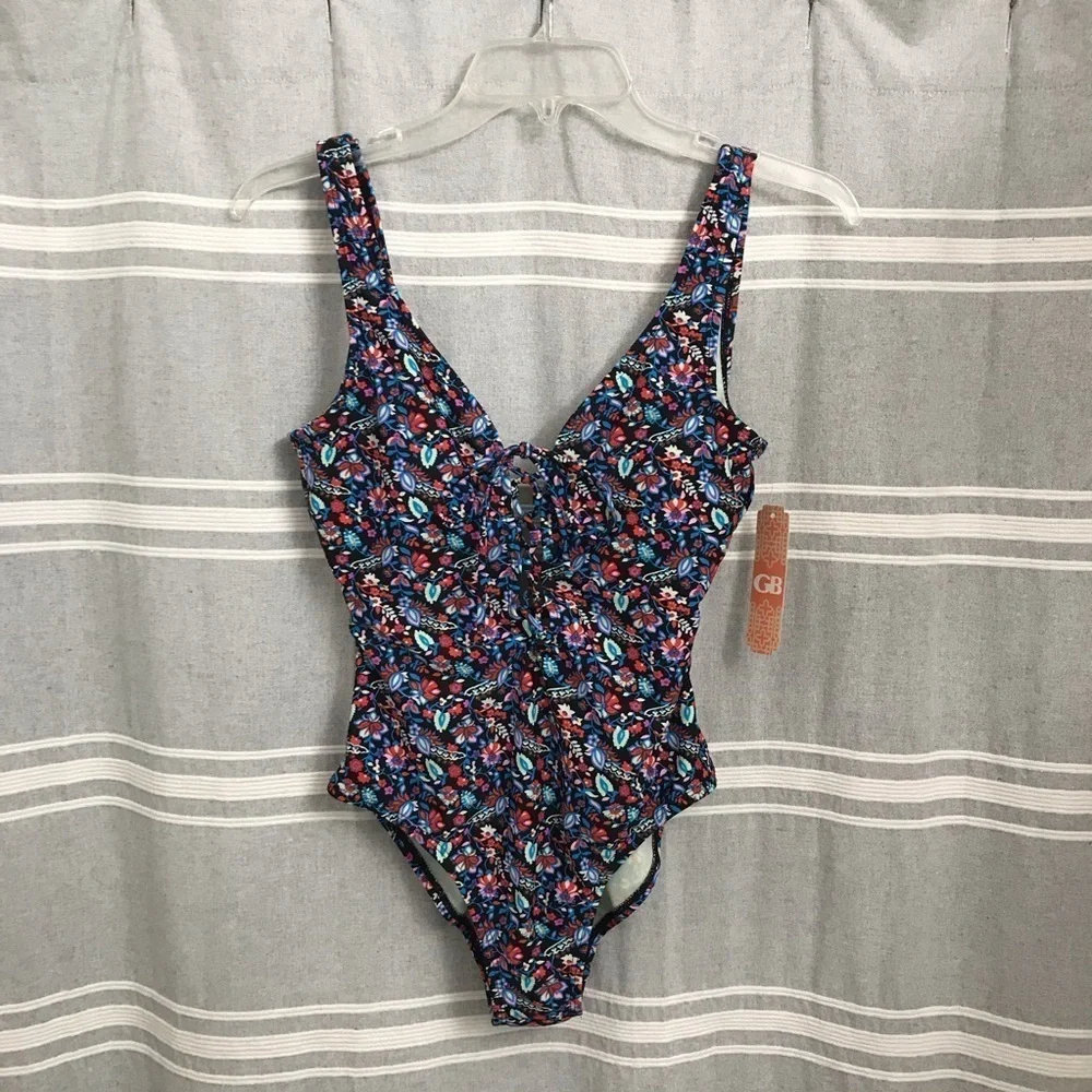 GIANNI BINI / Floral Print One Piece Bathing Suit Size S NWT
